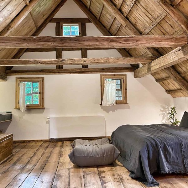 Bauernhof Vogtland Schlafzimmer Obergeschoß mit einem En-Suite Bad